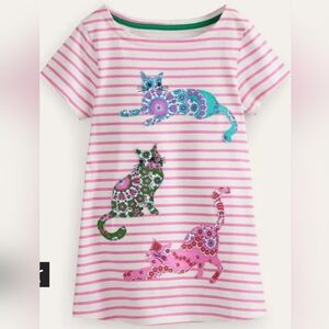 Mini Boden Short Sleeve Applique Striped Tunic